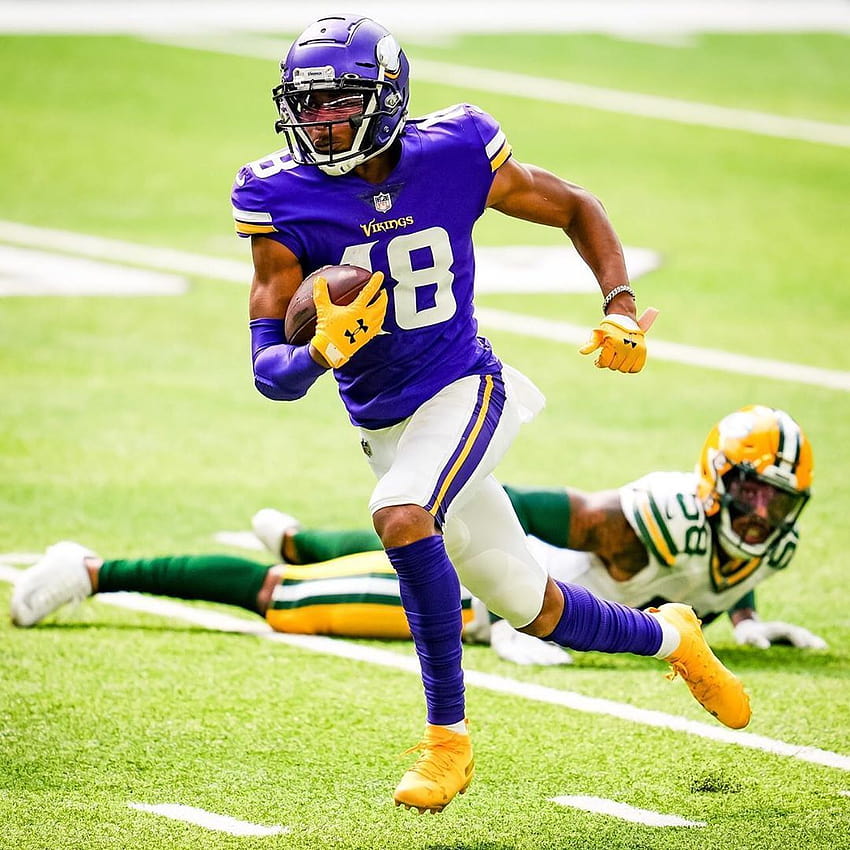 Minnesota Sports News na Instagramie: „Rookie WR Justin Jefferson miał 2 złapania na 26 jardów w swoim dzisiejszym debiucie przeciwko Packers., justin jefferson vikings Tapeta na telefon HD