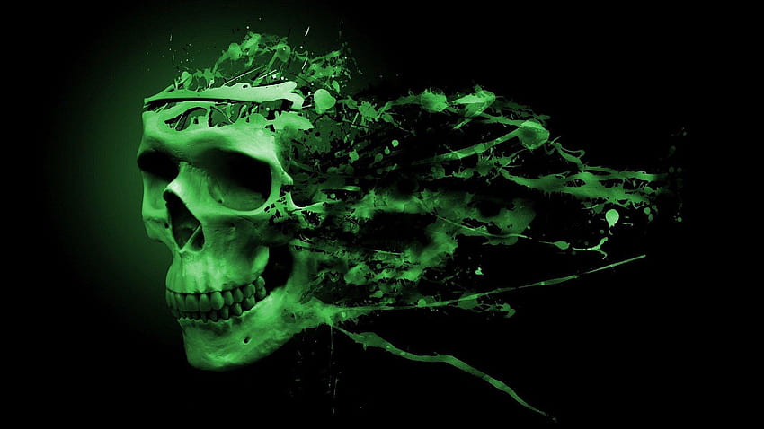 skull green HD wallpaper