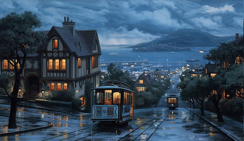 San Francisco Rainy Day Painting, day city HD wallpaper