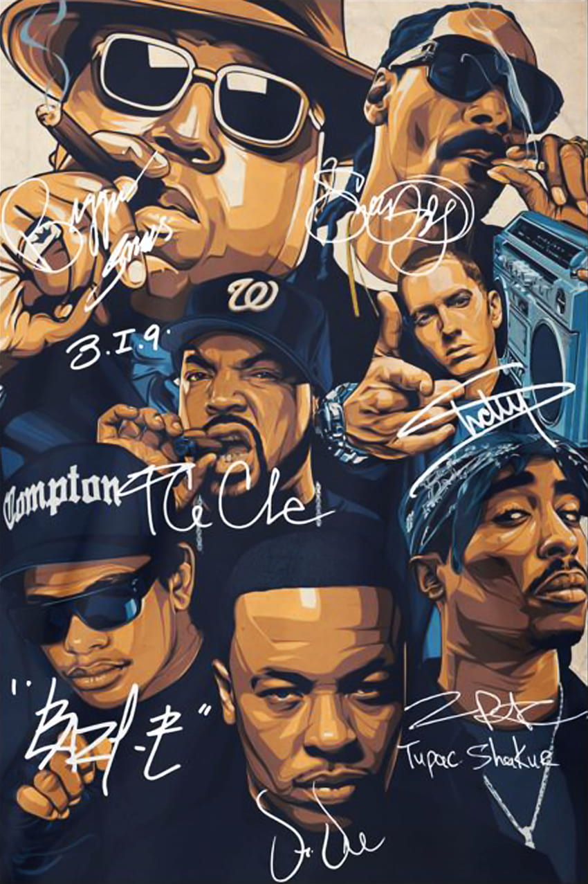 Great : Rap Legends Notorious BIG スヌープ ドッグ アイス キューブ エミネム トゥパック シグネチャー ポスター、ビギー トゥパック HD電話の壁紙