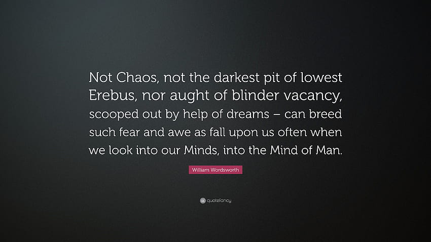 Citation de William Wordsworth : Pas le chaos, pas la fosse la plus sombre des esprits les plus bas et les plus sombres. Fond d'écran HD