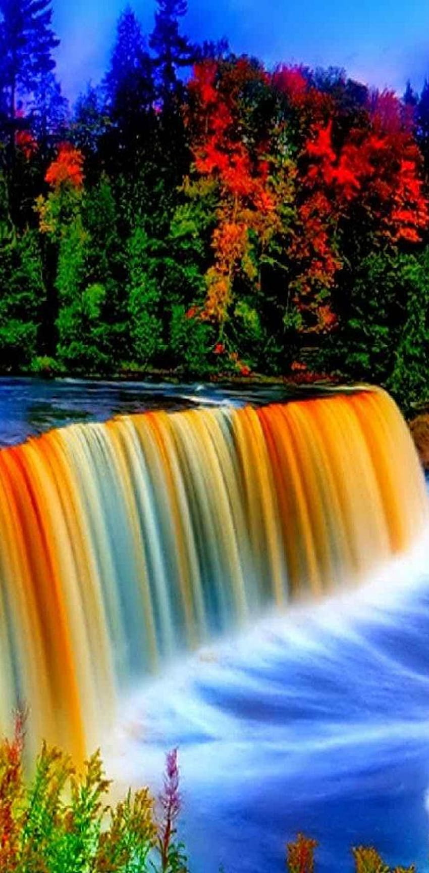Colorful Waterfall by __Sonia__ HD phone wallpaper