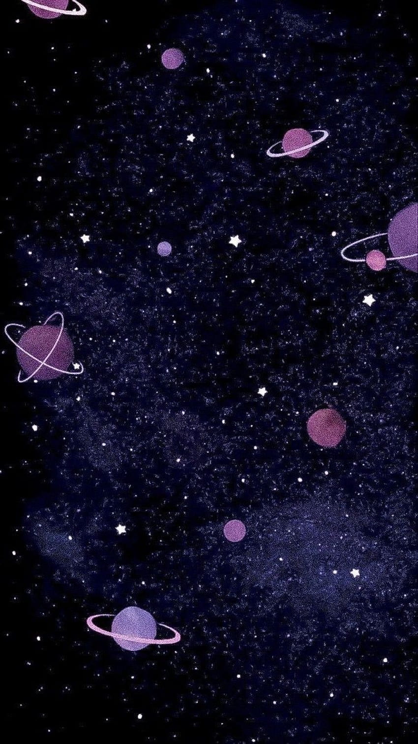 Czarna i fioletowa galaktyka, estetyka fioletowej galaktyki Tapeta na telefon HD