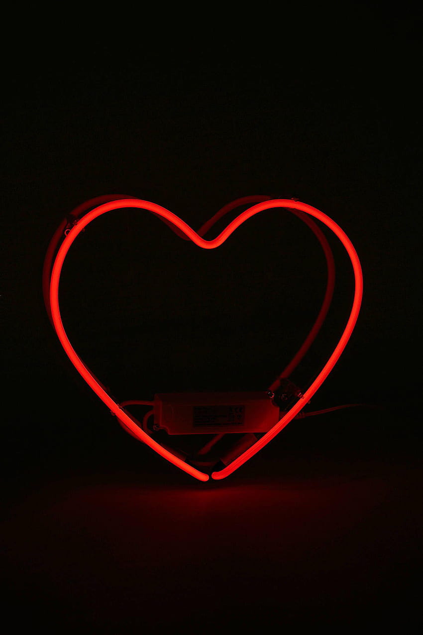 Red Neon Heart Light, love heart led HD phone wallpaper
