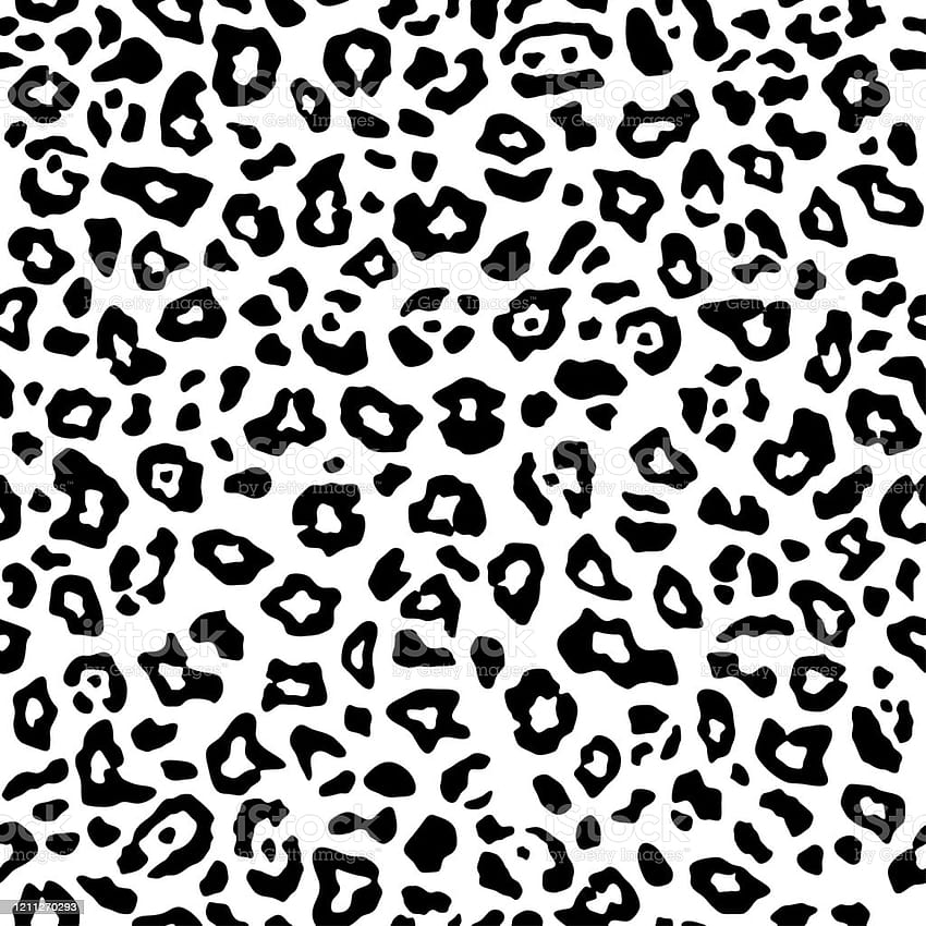 Модел на леопардов принт Черно-бели векторни безшевни фонове Текстура на животинска кожа на ягуар Леопард Гепард Пантера Леопард Монохромен повтарящ се дизайн за щампи на текстилни тъкани Фонове на ягуар Леопардови фонове Арт текстура HD тапет за телефон