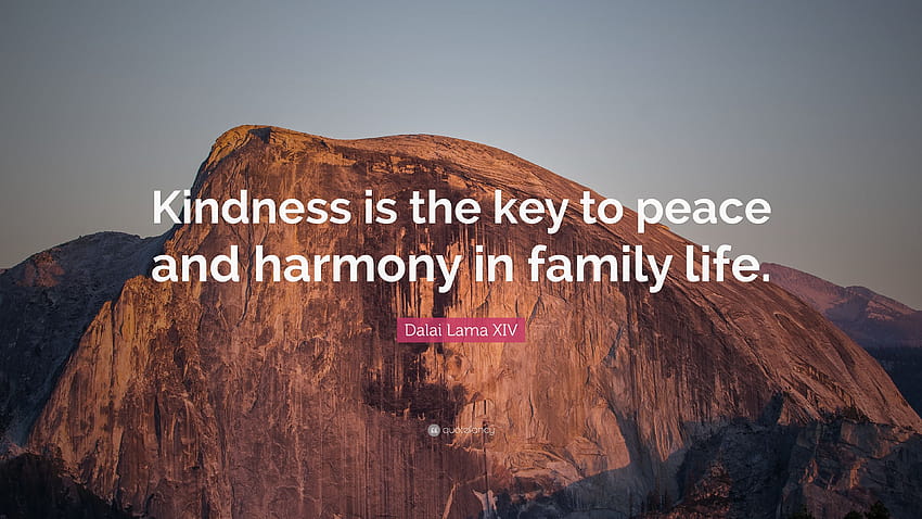 Dalai Lama XIV Quote: “Kindness is the key to peace and harmony in, family is key HD wallpaper
