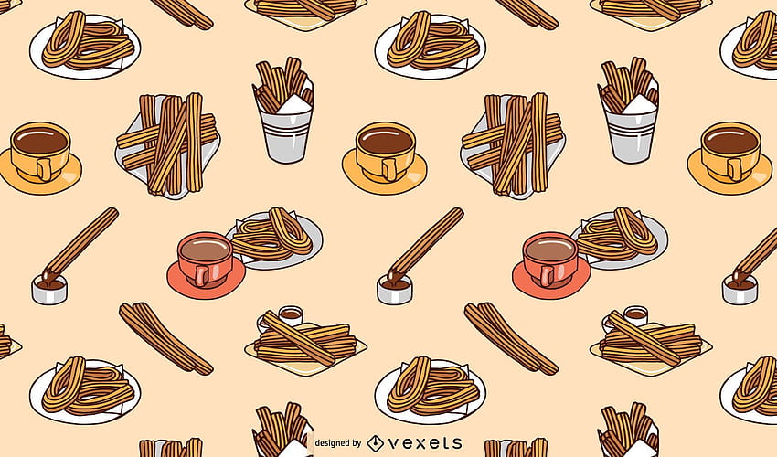 Flat Churros Pattern Design HD wallpaper