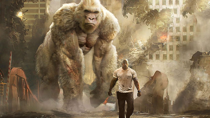 Rampage, 2018 Movie Dwayne Johnson, Giant Gorilla, , Background, 7a2072, dwayne johnson movies HD wallpaper