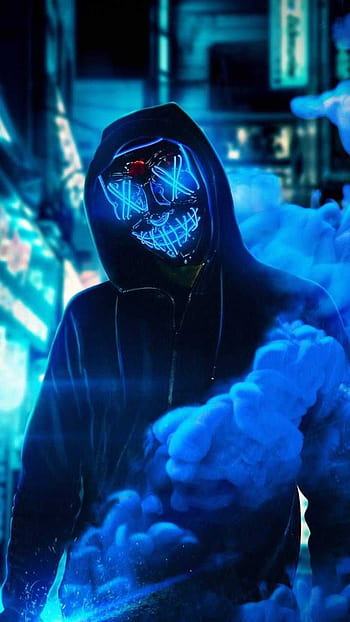 Red and Blue Mask Neon, hacker mask neon HD wallpaper | Pxfuel