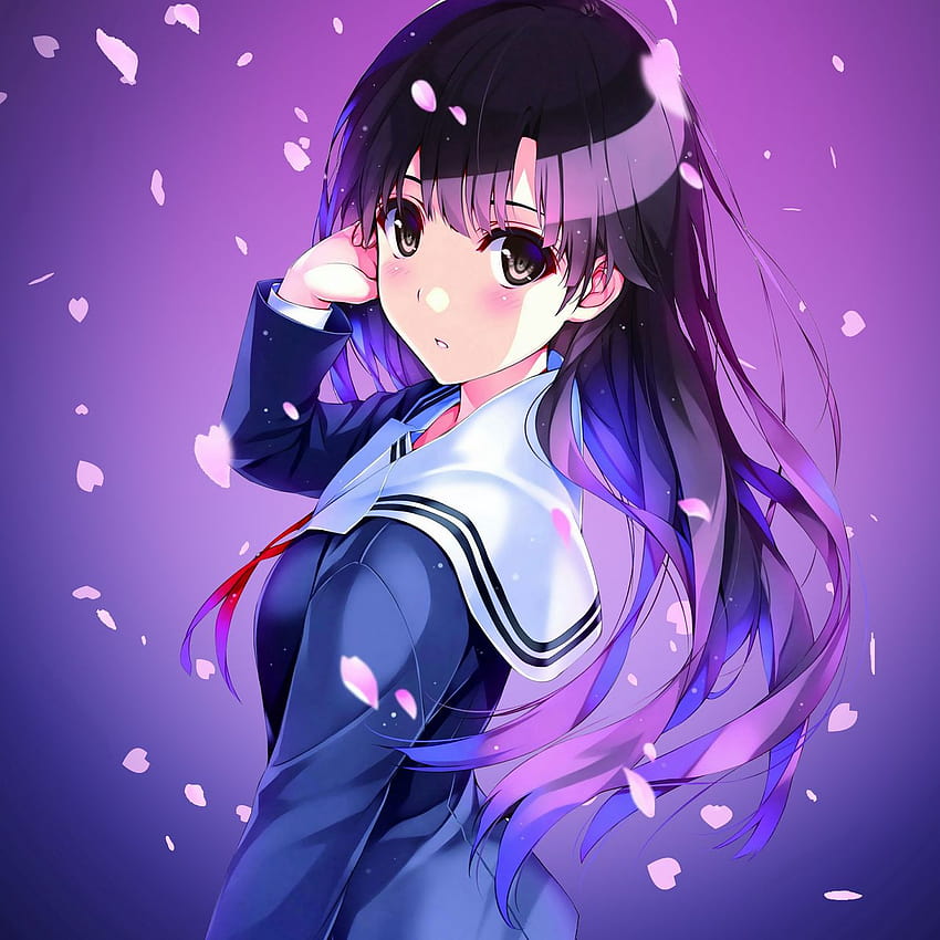 1280x1280 anime, schoolgirl, uniform, girl ipad, ipad 2, ipad mini for parallax backgrounds HD phone wallpaper