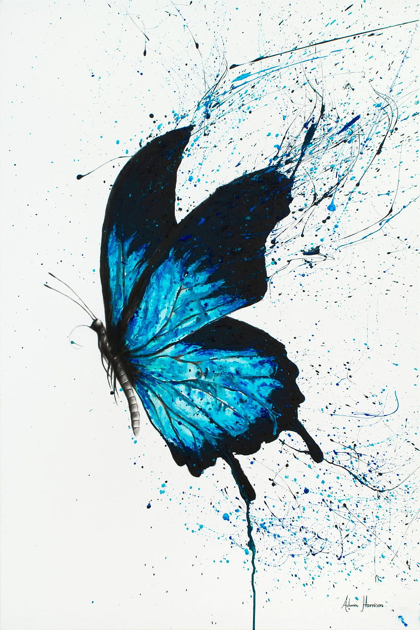 Saatchi Art Artist Ashvin Harrison; Stampa in edizione limitata, farfalla dell'acquerello Sfondo del telefono HD