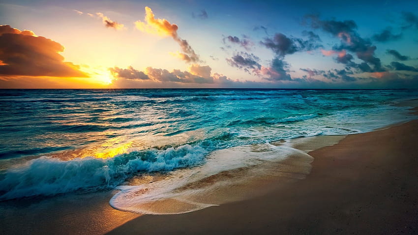 Plaża Słońce Wieczór Letnie wakacje nad morzem Ocean, słońce latem morze Tapeta HD