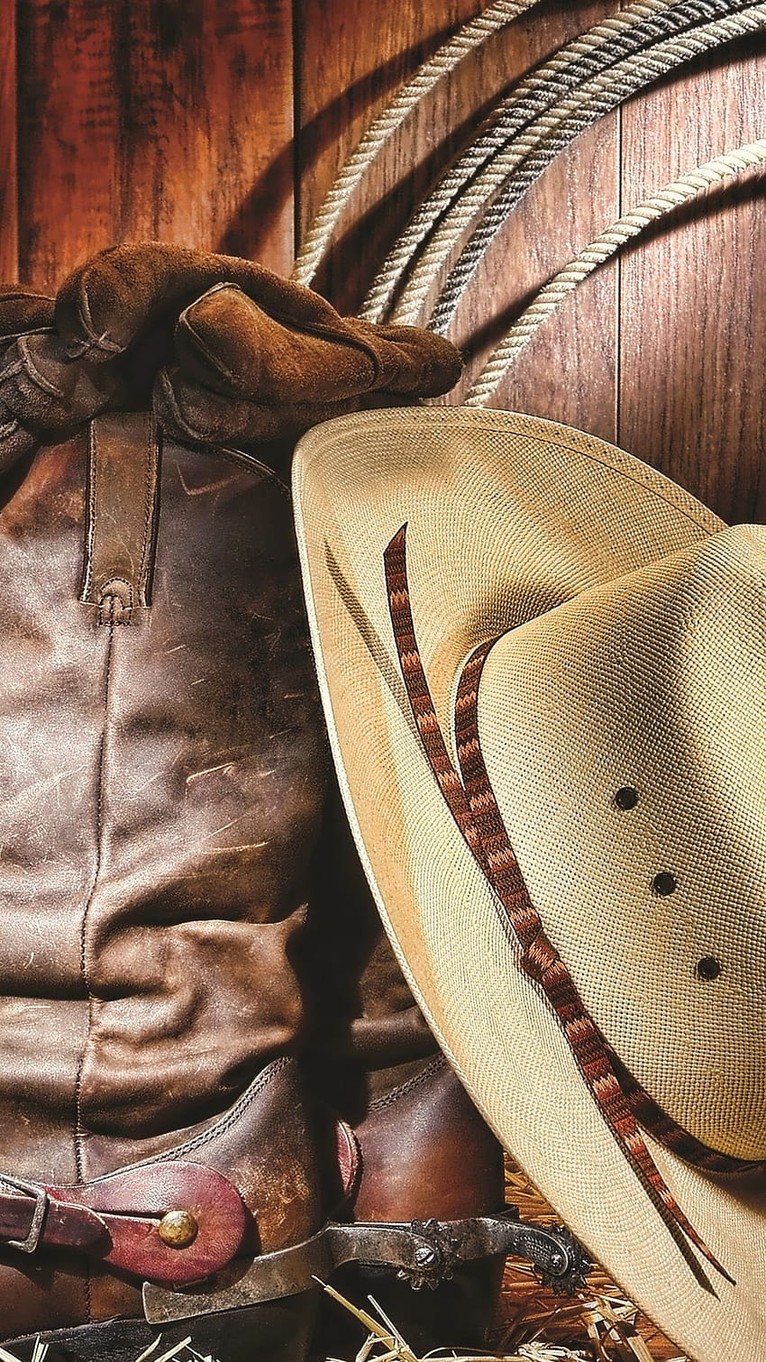 Chaussures et chapeau de cowboy 1080x1920 iPhone 8/7/6/6S Plus, arrière-plan, chapeau de cowboy Fond d'écran de téléphone HD