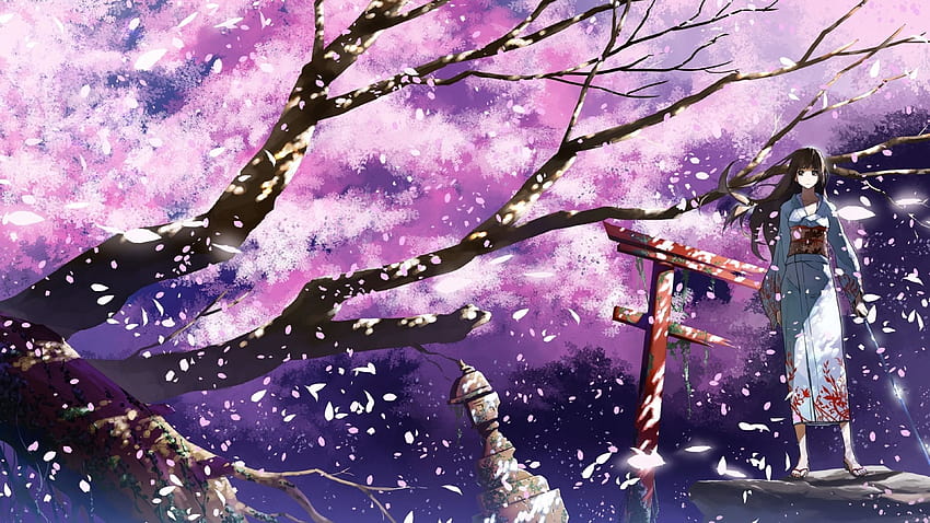 3840x2160 [на деня Cherry Blossoms, черешов цвят аниме естетика HD тапет