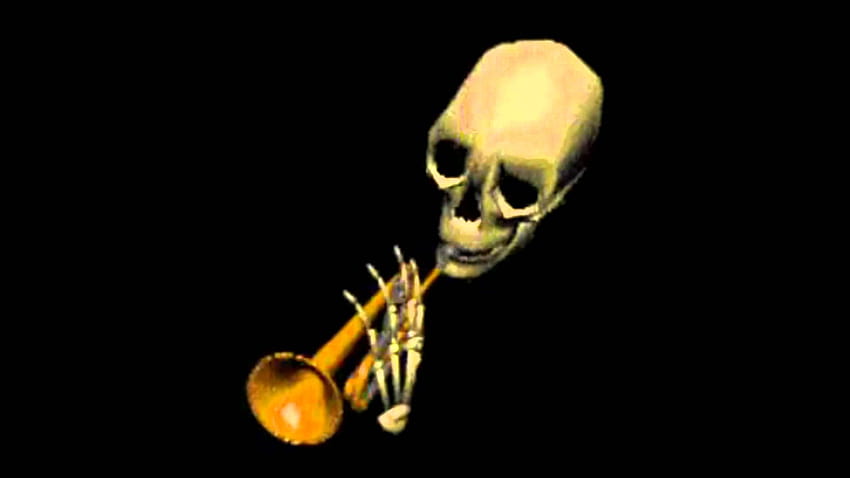 Schädeltrompete, gruseliges Skelett HD-Hintergrundbild