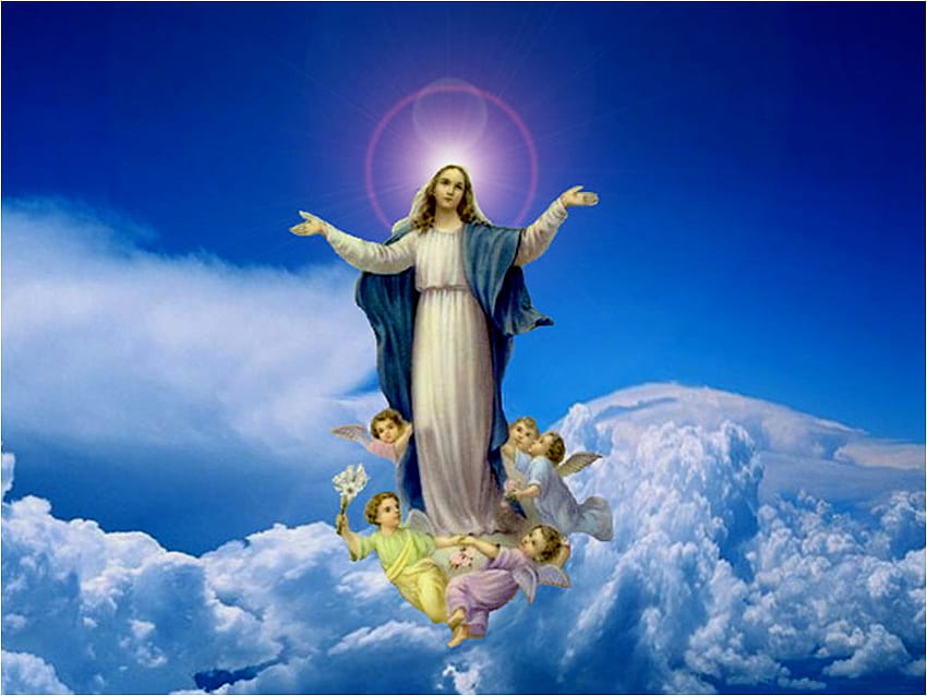 Our Mother Virgin Mary Christ Cloud Angel, assumption of mary HD wallpaper