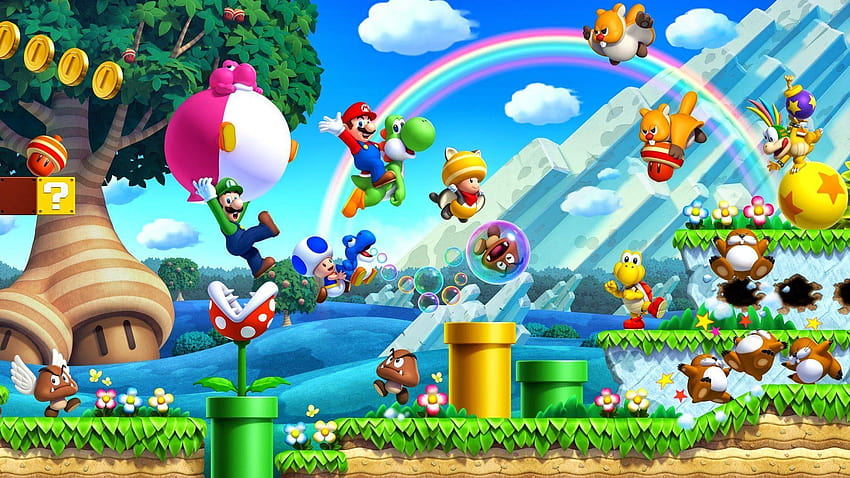 Нови Super Mario Bros. U пълен и фонове HD тапет