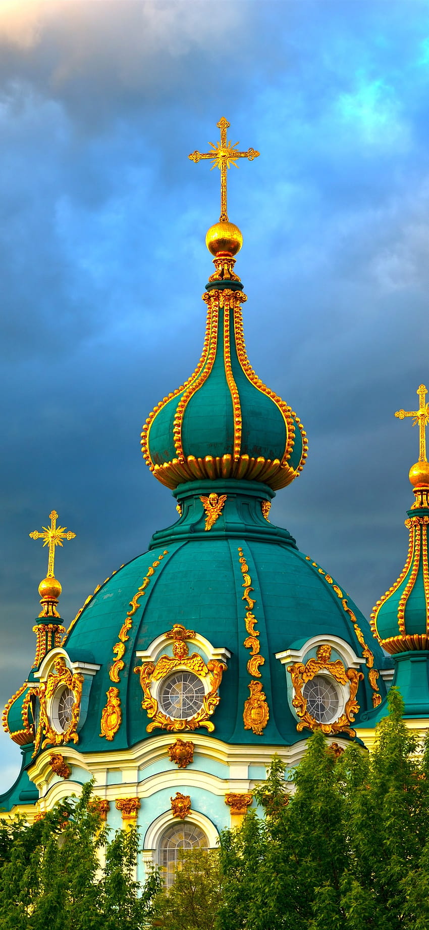 Church, Ukraine, clouds, trees, city 1242x2688 iPhone 11 Pro/XS Max , background, ukraine iphone HD phone wallpaper