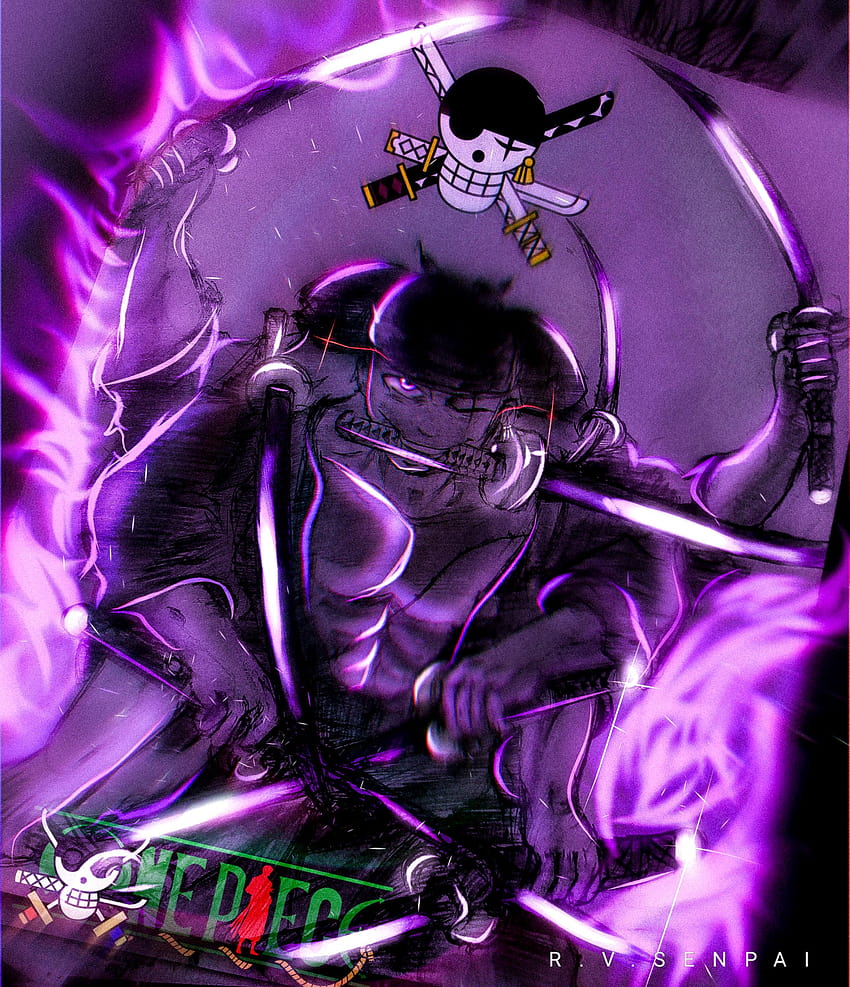 Zoro ????????!! Glow art @r.v.senpai : One Piece, demon slayer glow art HD phone wallpaper
