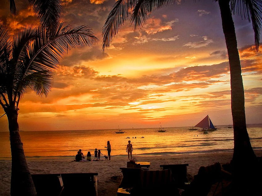 Pacific Island Sunset, Boracay, Philippines, boracay sunset HD wallpaper