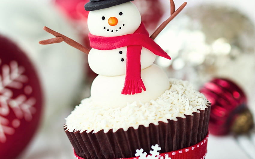 Snowman Cake Sweet Holiday Christmas New Year, christmas sweet HD wallpaper