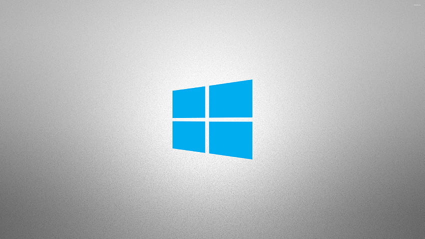 โลโก้สีน้ำเงินเรียบง่ายของ Windows 10 บนสีเทาเกรน น้ำเงิน และเทา วอลล์เปเปอร์ HD