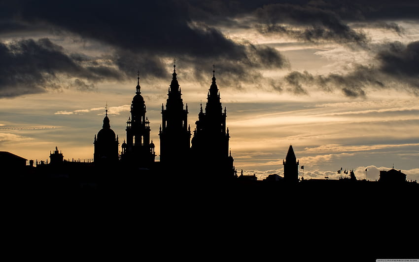 Silhouette der Kathedrale von Santiago de Compostela ❤ HD-Hintergrundbild
