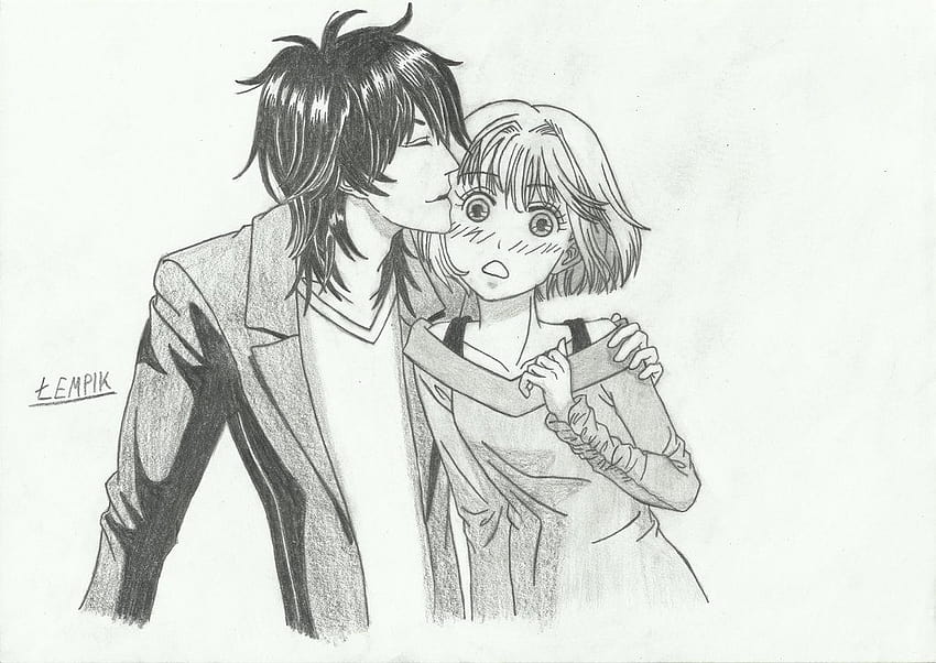 Anime Girl And Boy Kiss 28, anime kissing drawing HD wallpaper