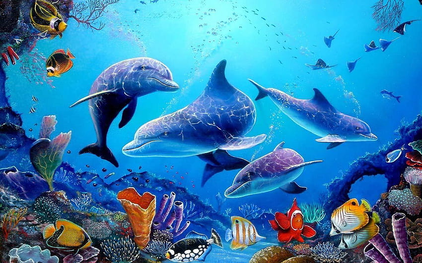 aquarium 3d bergerak Fond d'écran HD