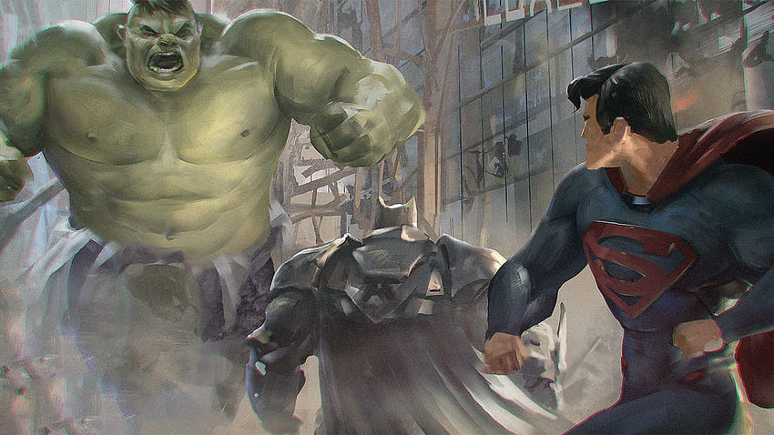 1366x768 Superman And Batman Vs Hulk Artwork 1366x768 Resolution , Backgrounds, and, superman vs hulk HD wallpaper