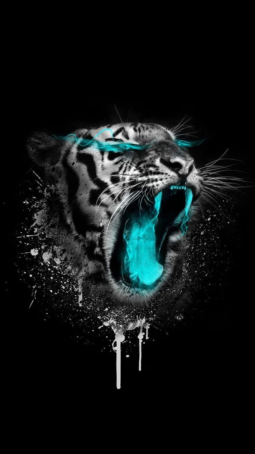 Tigre negro, tigre oscuro fondo de pantalla del teléfono