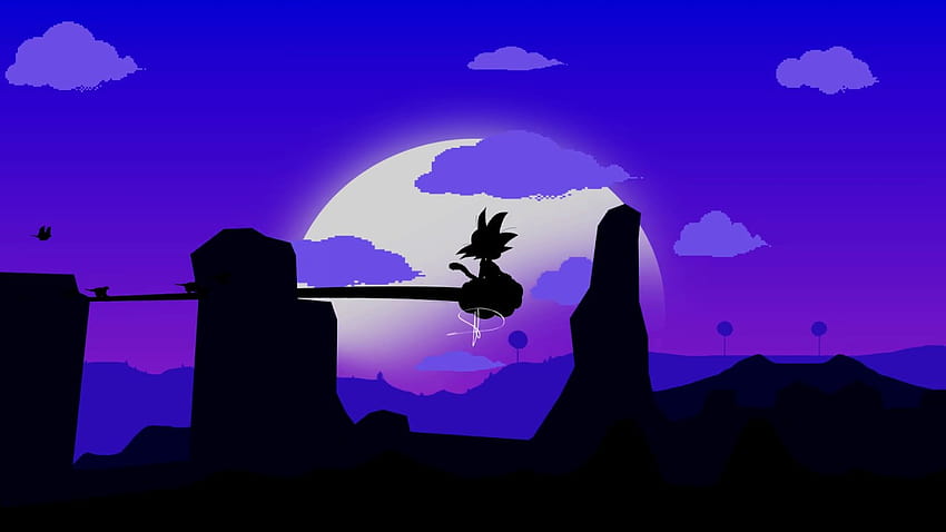 Kid Goku auf Flying Nimbus Flat/Pixel Intro HD-Hintergrundbild