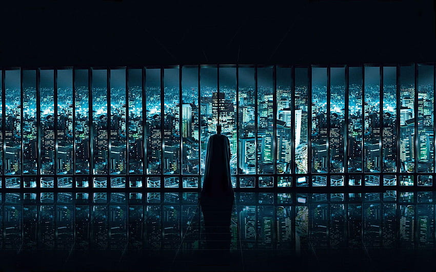 Batman czuwa nad tłem Gotham City i Tapeta HD