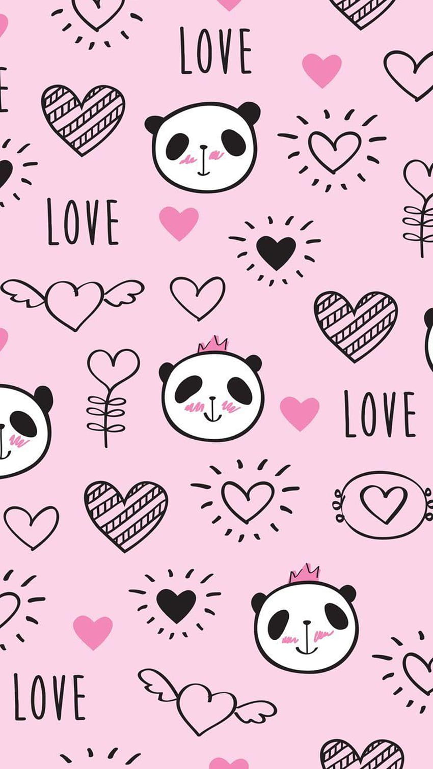 Panda Loves, kawaii pink panda HD phone wallpaper