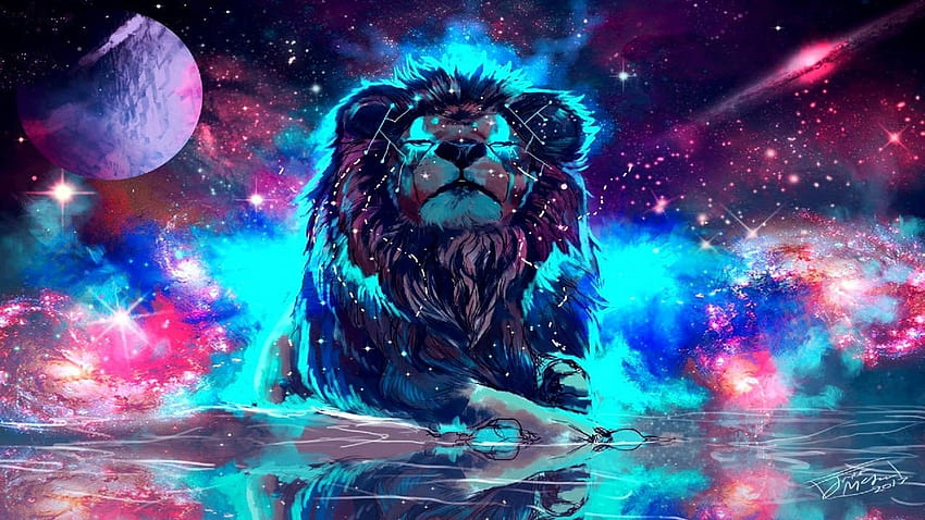 León colorido: león de neón fondo de pantalla