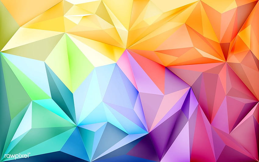 Backgrounds with polygons in gradient colors, rainbow geometric shapes HD wallpaper