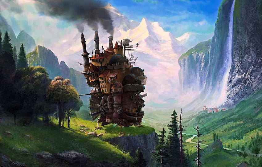 art, Hayao Miyazaki, Howl's Moving Castle, Howl's, hurle le château en mouvement Fond d'écran HD