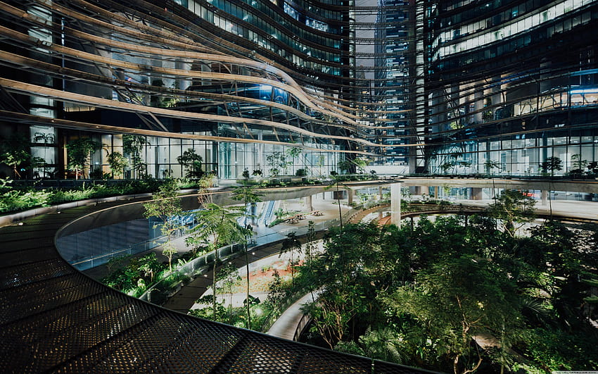 Eco Building, Green Heart, Marina One, Singapur ❤, marina one architecture singapur HD duvar kağıdı