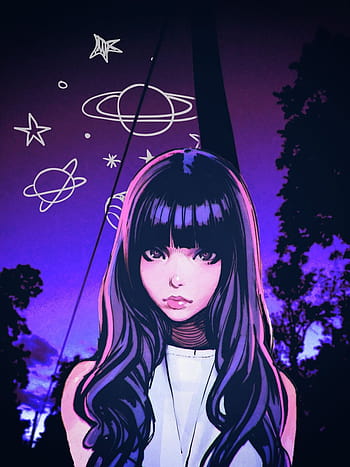 Anime girl purple aesthetic HD wallpapers | Pxfuel