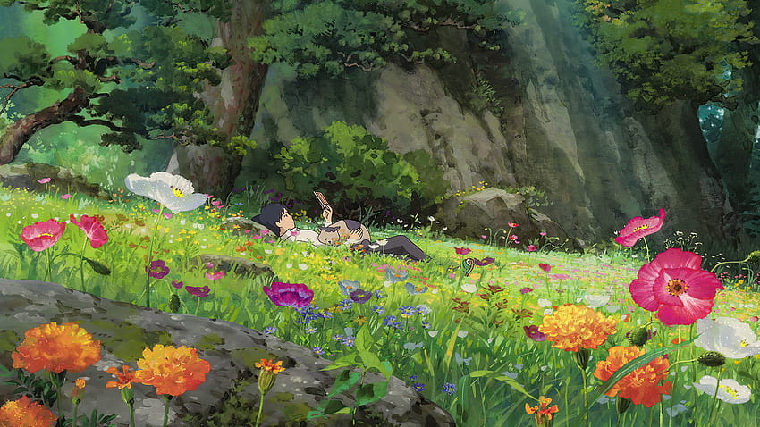 꽃 나무 덤불 잔디 애니메이션 Karigurashi No Arrietty, 애니메이션 꽃 HD 월페이퍼
