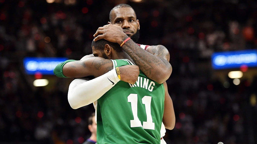 UHR: LeBron James, Kyrie Irving umarmen sich nach dem Spiel, Kyrie Irving Celtics HD-Hintergrundbild
