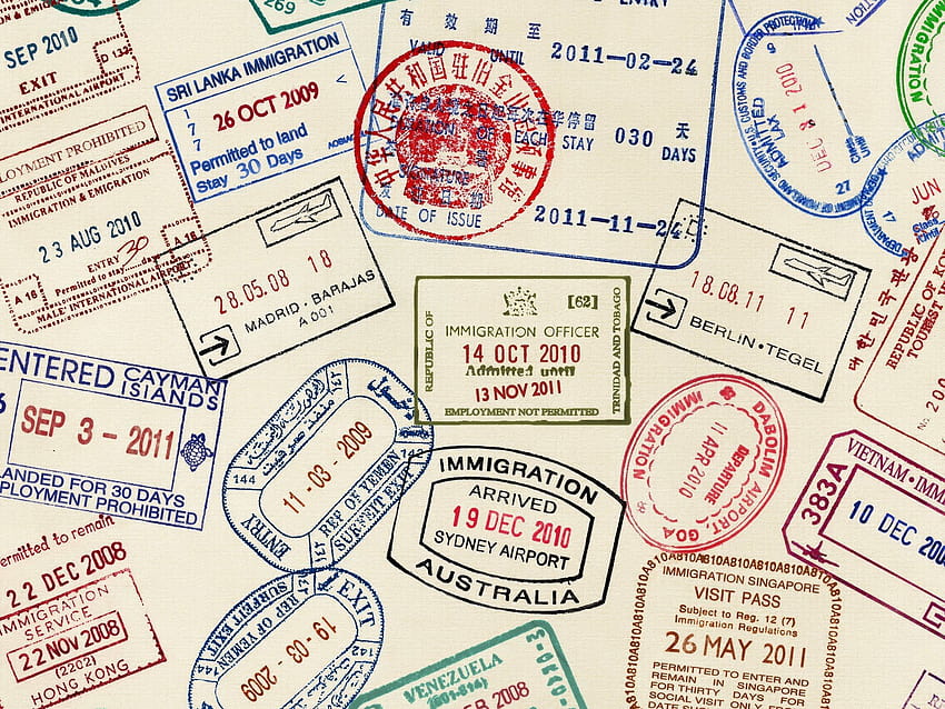 Pieczątki paszportowe, imigracja Tapeta HD