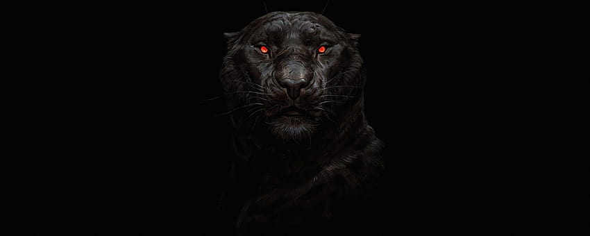 Tiger, glowing red eyes, predator, dark , 2560x1024, Dual Wide, Wide 21:9, , glowing tigers HD wallpaper