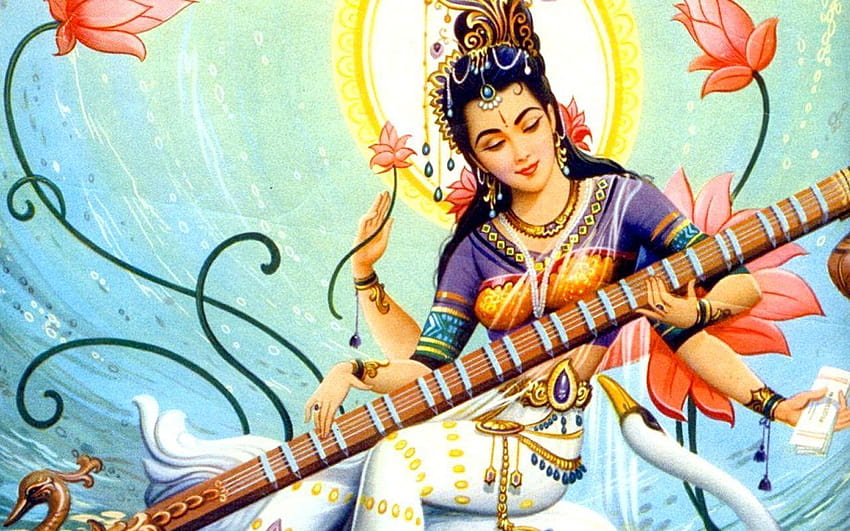 Goddess Saraswati Wallpapers, Hindu Goddess Sarasvati Backgrounds, Goddess  Of Knowledge Wisdom & Intelligence Images in 4k UHD