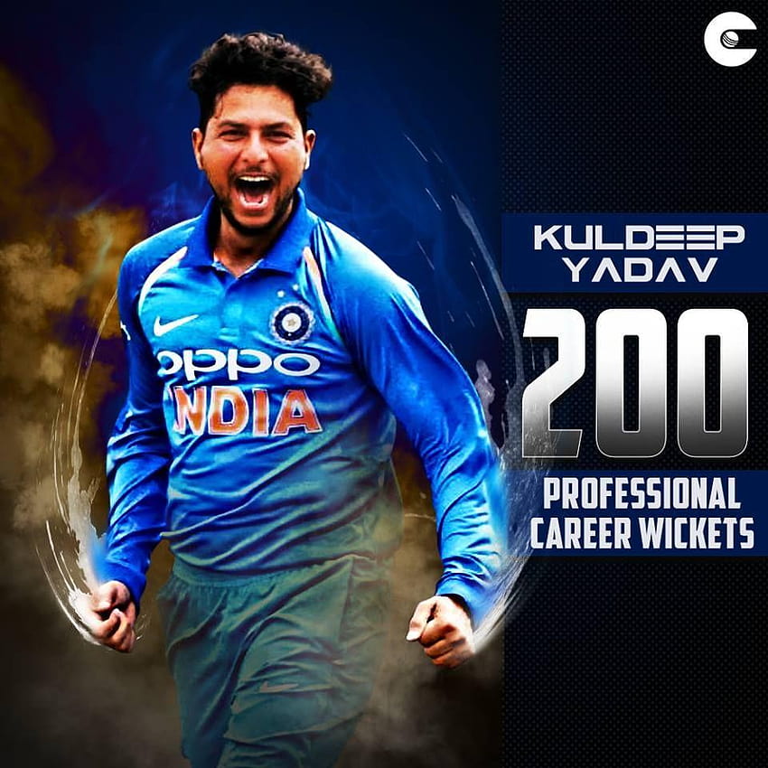 Felicitaciones a Kuldeep Yadav por completar 200 wickets en su fondo de pantalla del teléfono