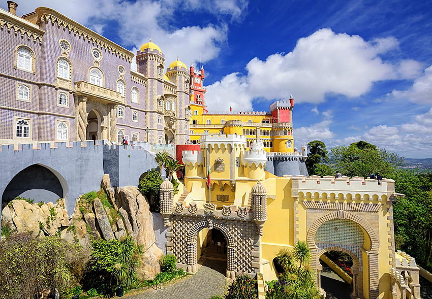 Palace Portugal Pena palace Sintra Cities Houses Design HD wallpaper
