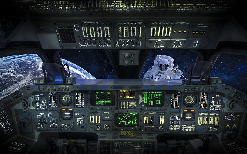 Фонове на пилотската кабина на космически кораб и фон на пилотската кабина на самолет HD тапет