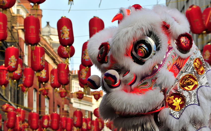 Китайска нова година, танц на лъвове HD тапет