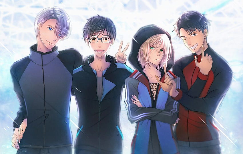 Anime, Kunst, Jungs, Gruppe, Yuri auf Eis, Yuri auf dem Eis, Anime Yuri auf Eis HD-Hintergrundbild