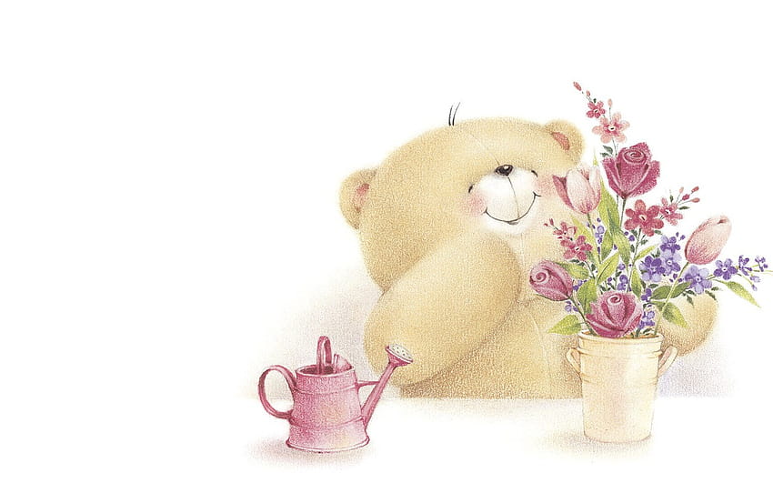 Lächeln, Stimmung, Kunst, Bär, ein Haufen, Kinder, Teddybär-Frühling HD-Hintergrundbild